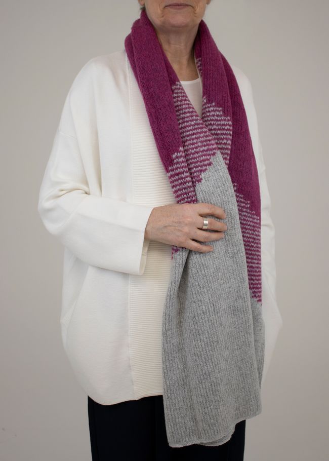 Laguna 2 Colour Stripe Scarf - Fuchsia - front view