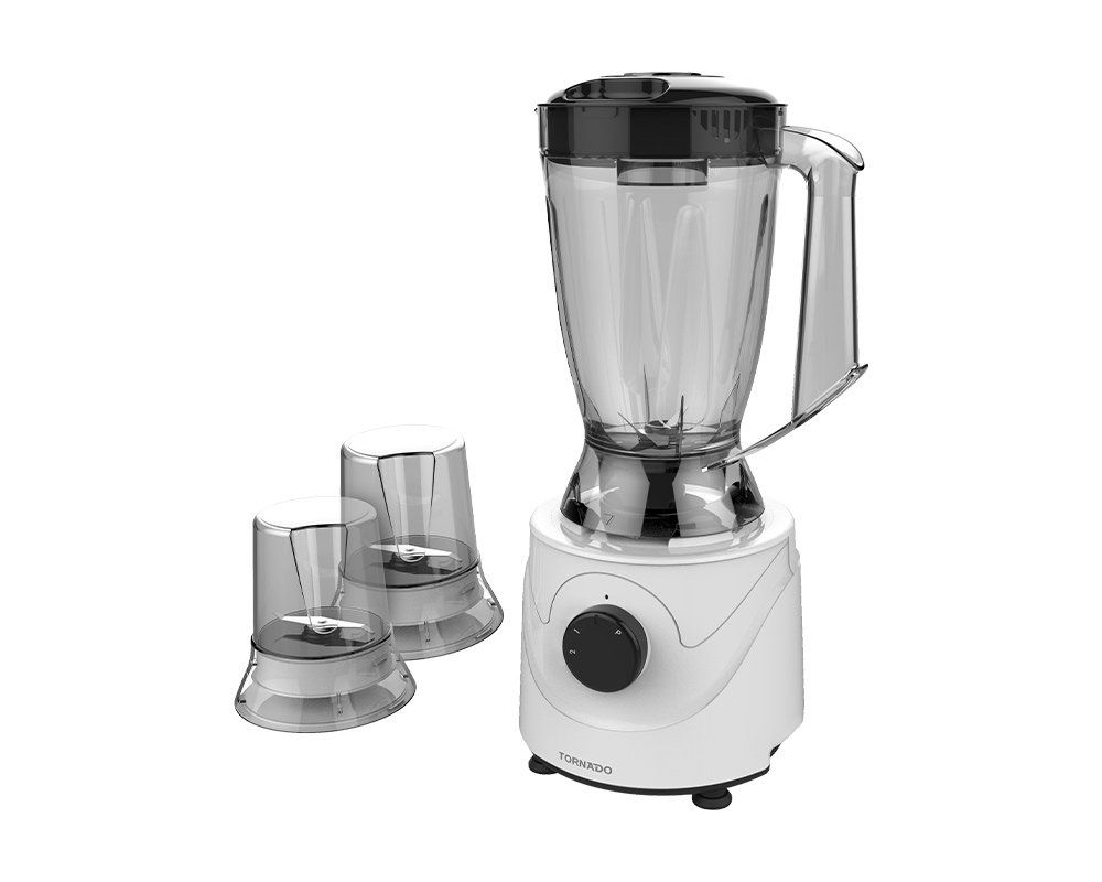 خلاط كهربائي تورنيدو 400 وات 1.5 لتر 2 مطحنة أبيض BL400/2-WHITE