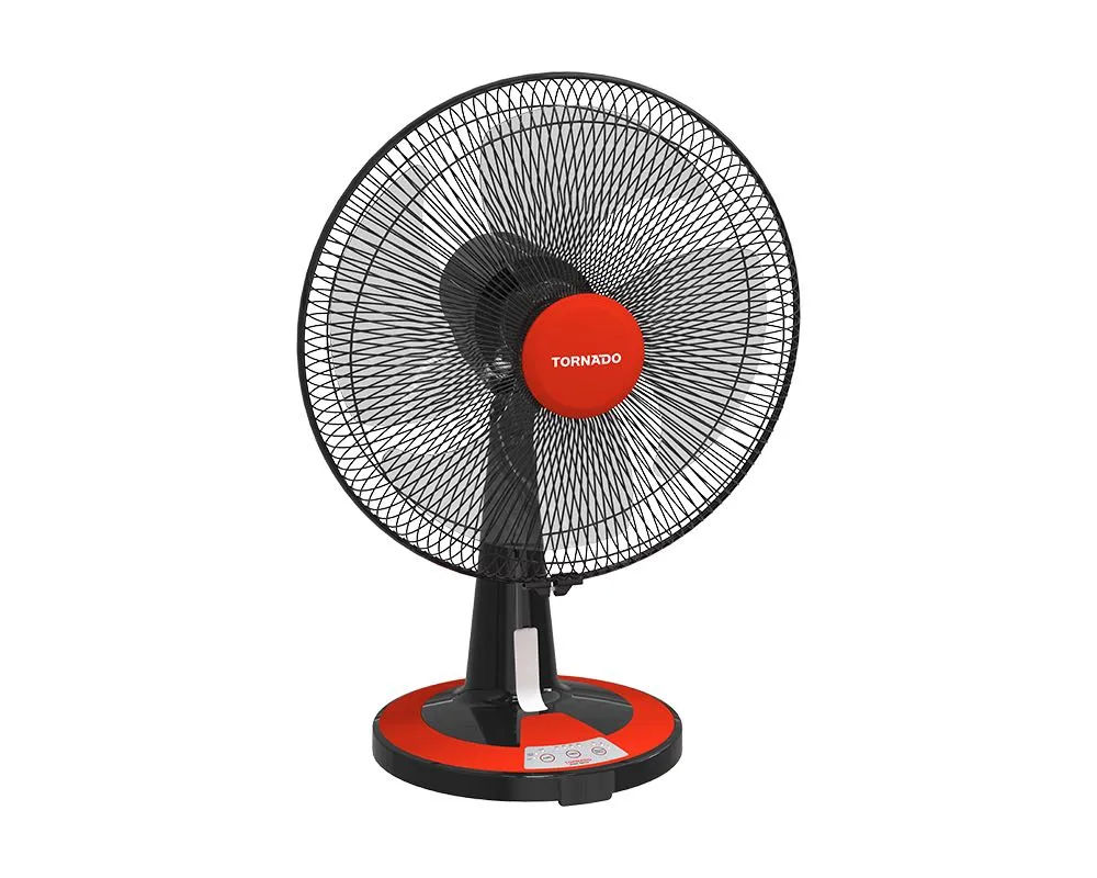 TORNADO Desk Fan 16 Inch 4 Blades Black x Red TDF16