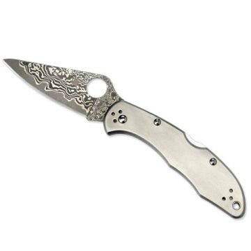 Navaja Spyderco Delica 4 Titanio Damasco