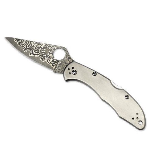 Navaja Spyderco Delica 4 Titanio Damasco