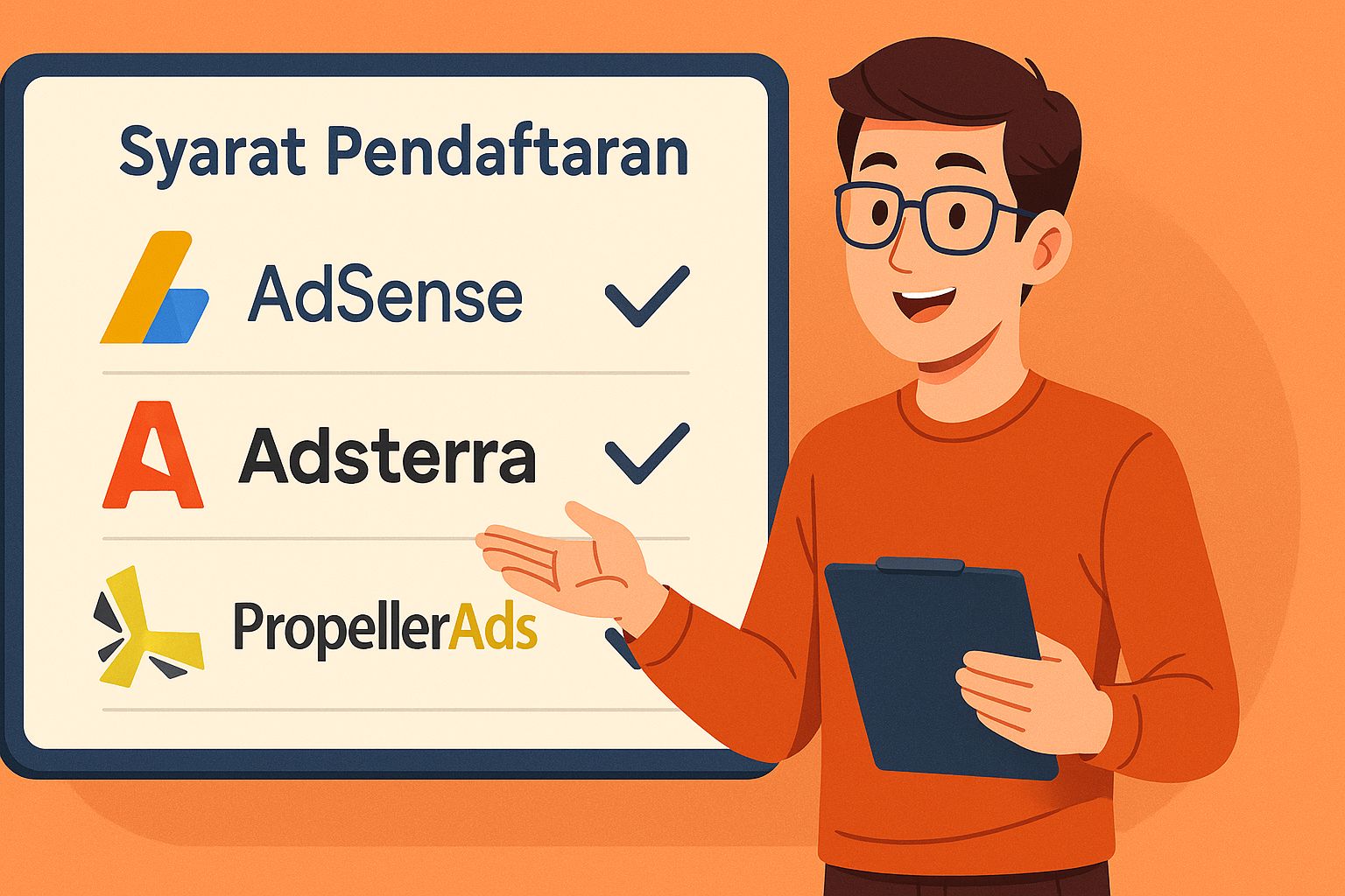 Persyaratan Pendaftaran antara Adsense Adsterra dan PropellerAds