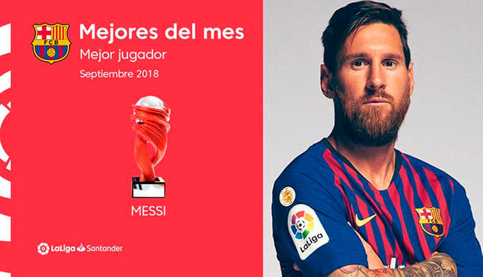 Lionel Messi fue elegido mejor jugador de la Liga Española en septiembre