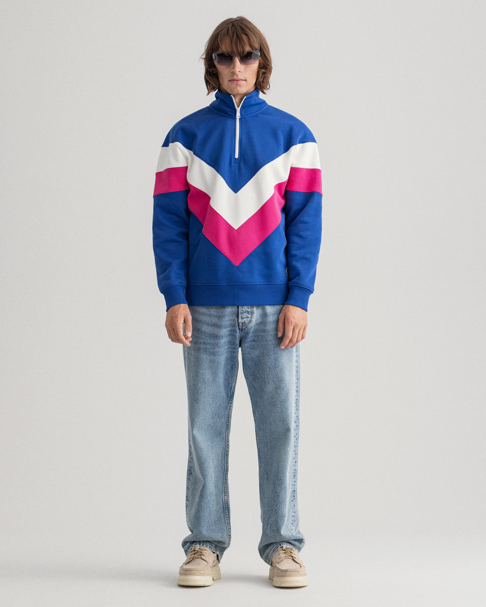 Tiger Genser med halv-zip og chevron-striper