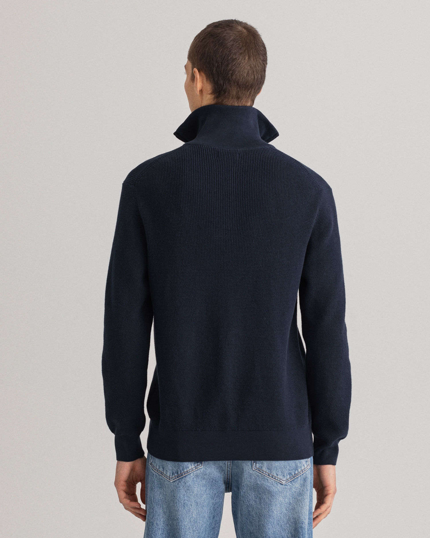 Half-Zip genser med Vaffeltekstur