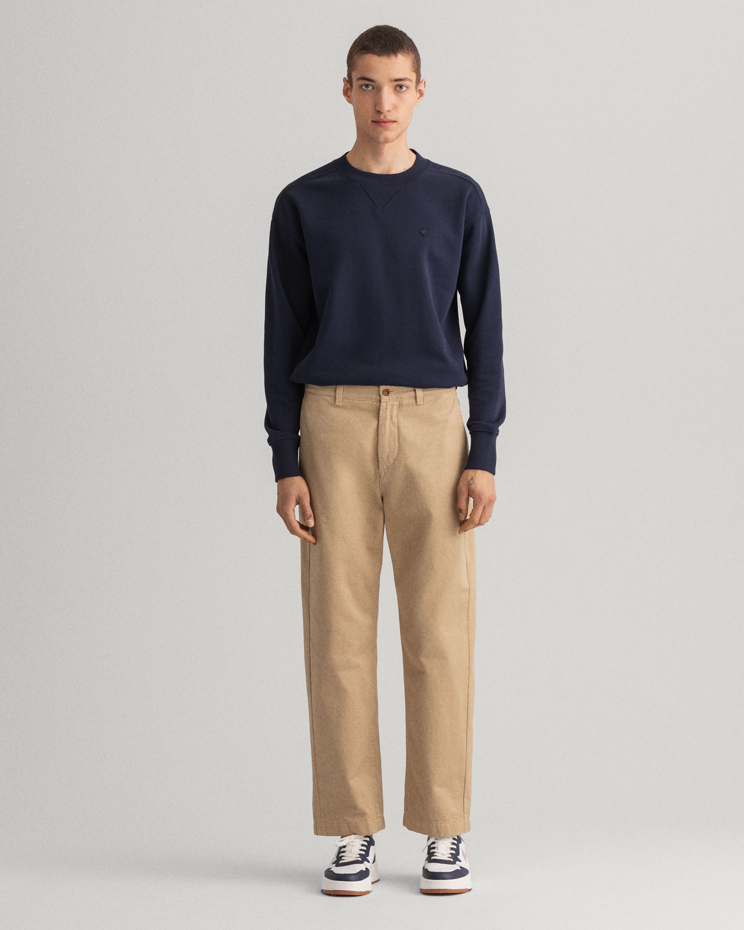 Twill-Chinos med Rette Ben