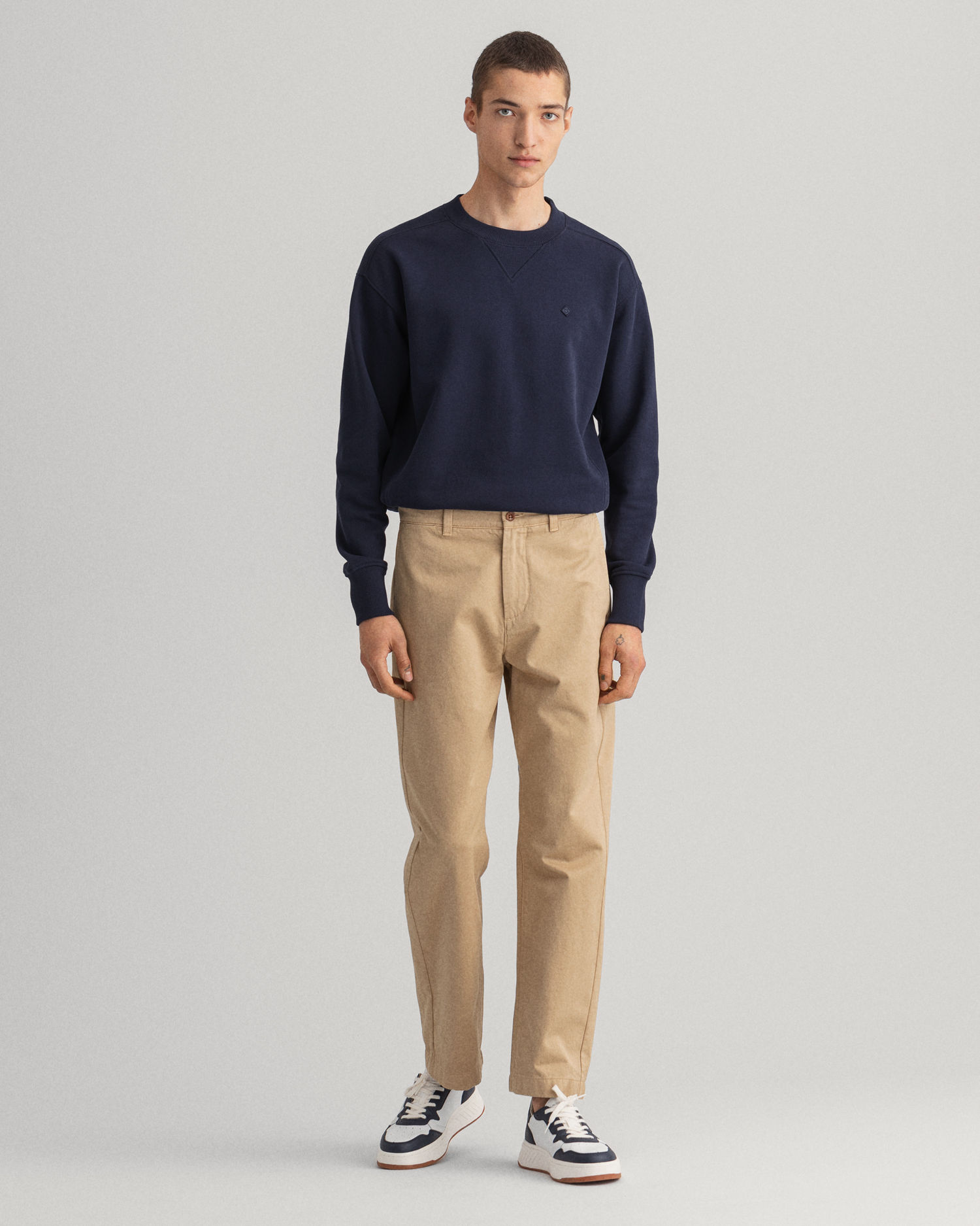 Twill-Chinos med Rette Ben