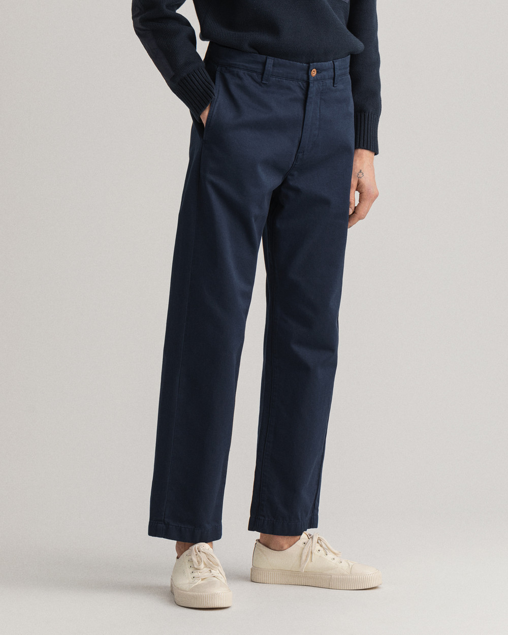 Twill-Chinos med Rette Ben