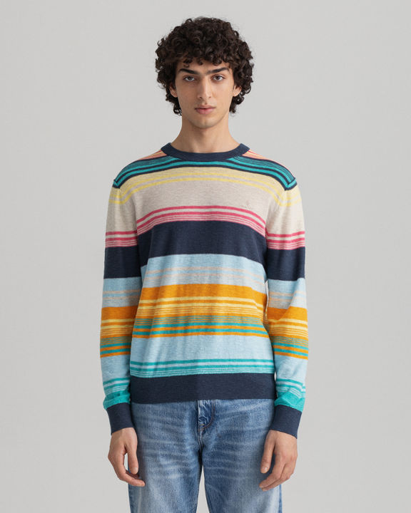 D2. COTTON LINEN STRIPED C-NECK