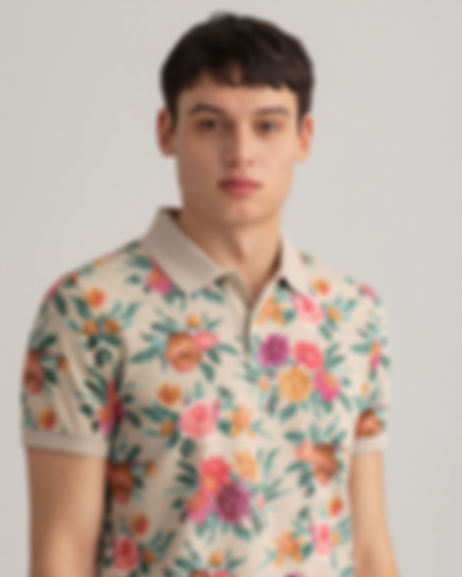 Piquéskjorte med Dahlia-Blomstermønster