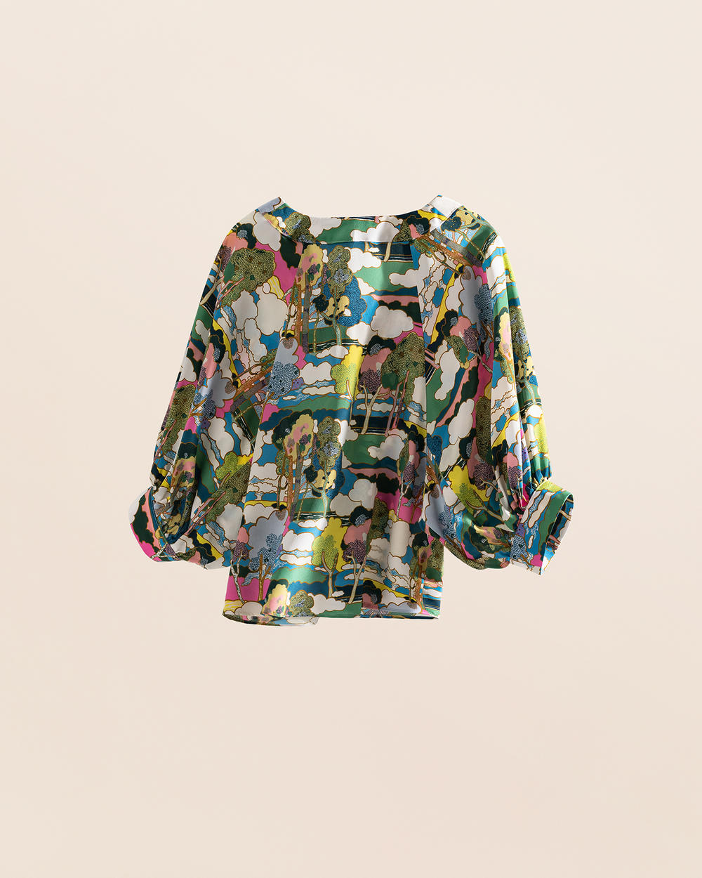 Printed Bluse med V-hals