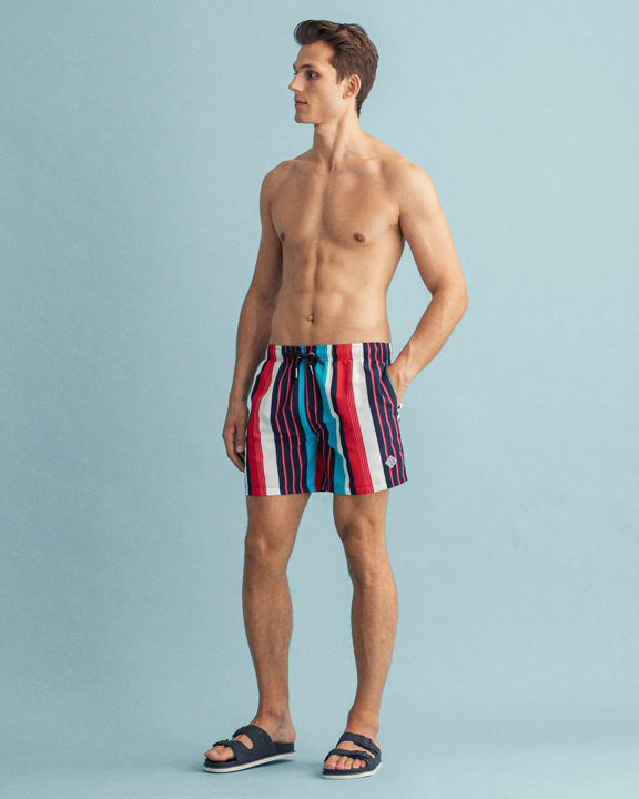 Badeshorts med Striper og Klassisk Passform