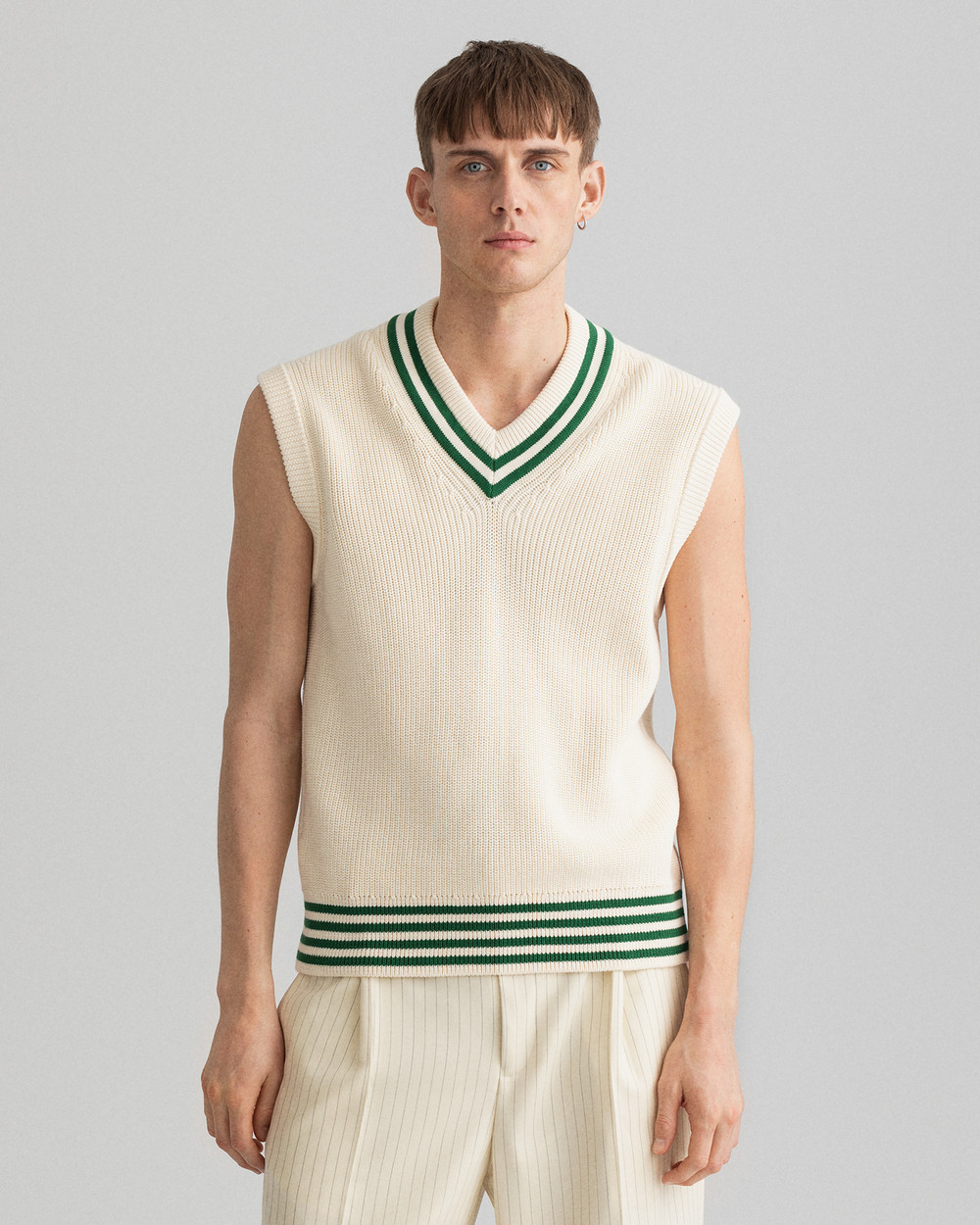 Ribbestrikket Cricketvest