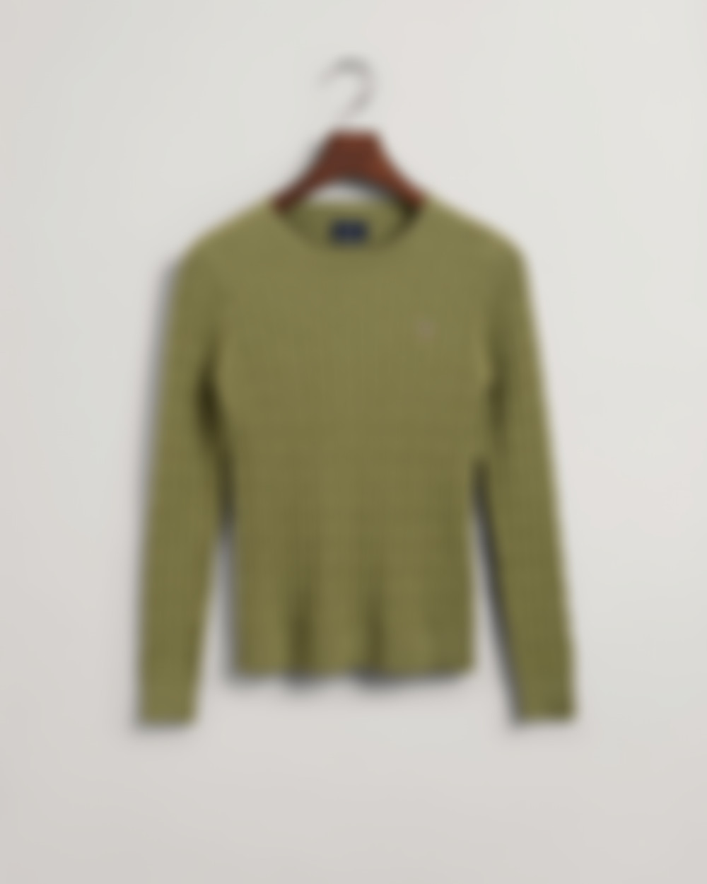 Stretch Cotton Cable Crew Neck Sweater