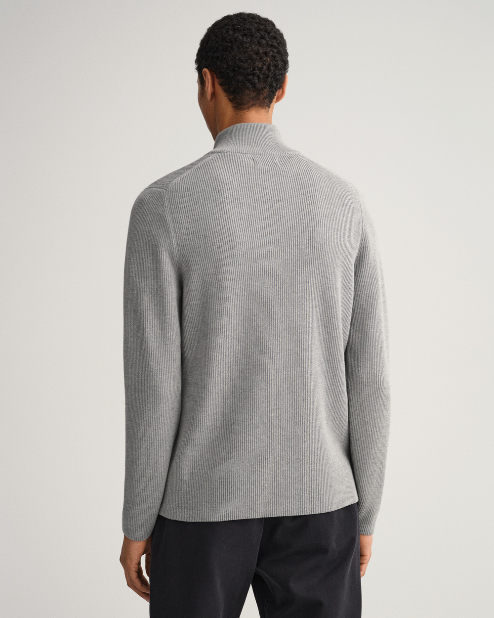 Rib Texture Full-Zip Sweater