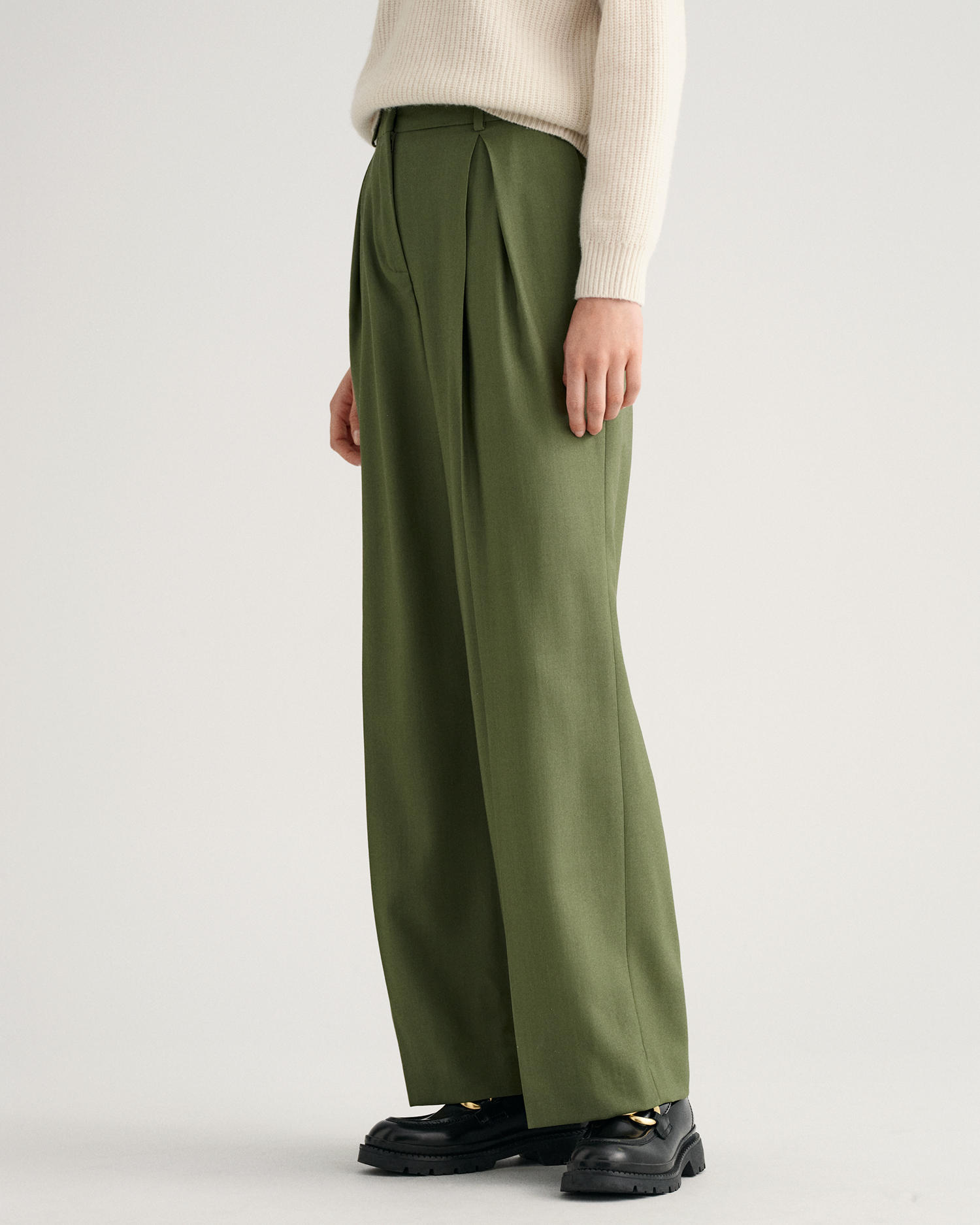 High-Waisted Pleated Wide Pants