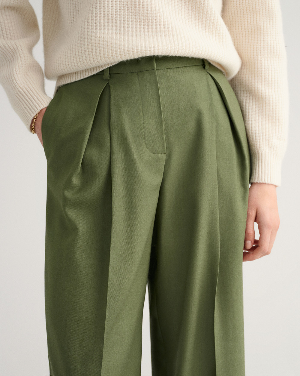 High-Waisted Pleated Wide Pants