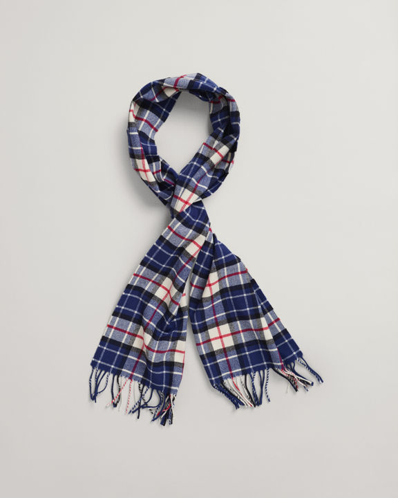 Checked Wool Twill Scarf