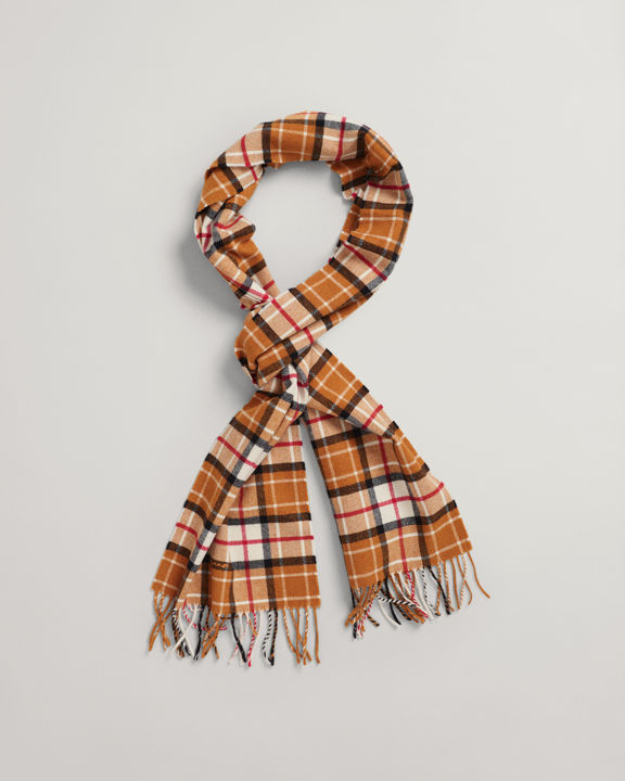 Checked Wool Twill Scarf