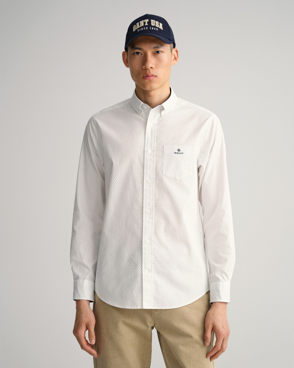 Regular Fit Micro Print Oxford Shirt