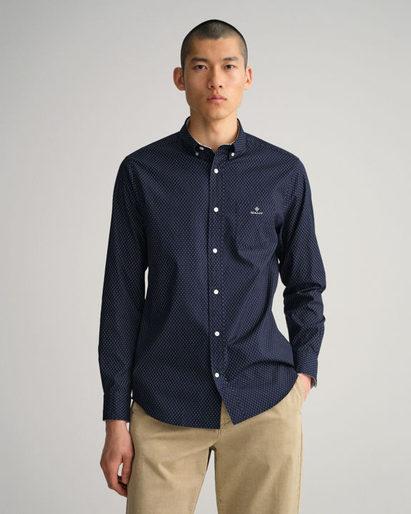 Regular Fit Micro Print Oxford Shirt