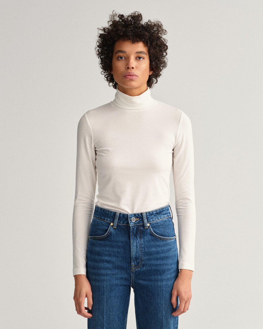 Jersey Long Sleeve Turtleneck Sweater