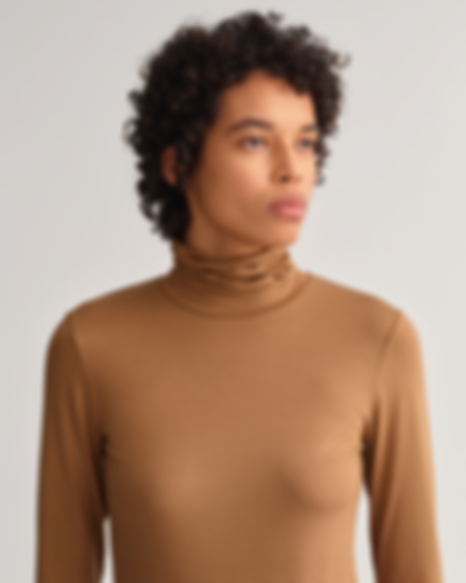 Jersey Long Sleeve Turtleneck Sweater