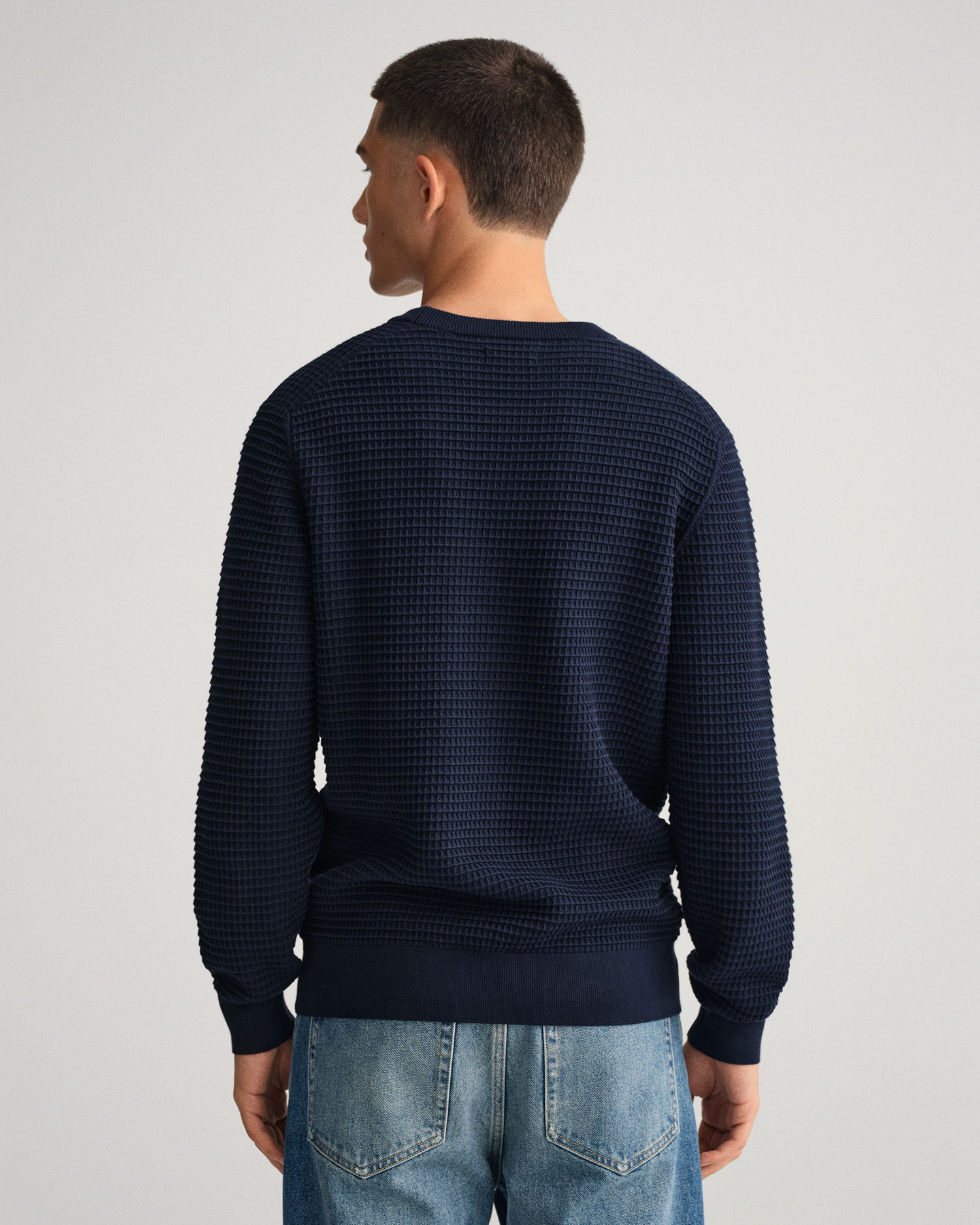 Cotton Texture Crew Neck Sweater