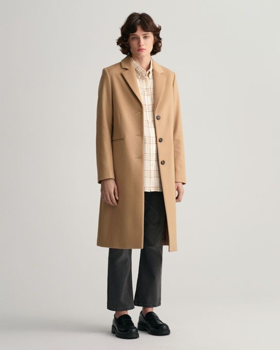 Wool Blend Tailored Coat
