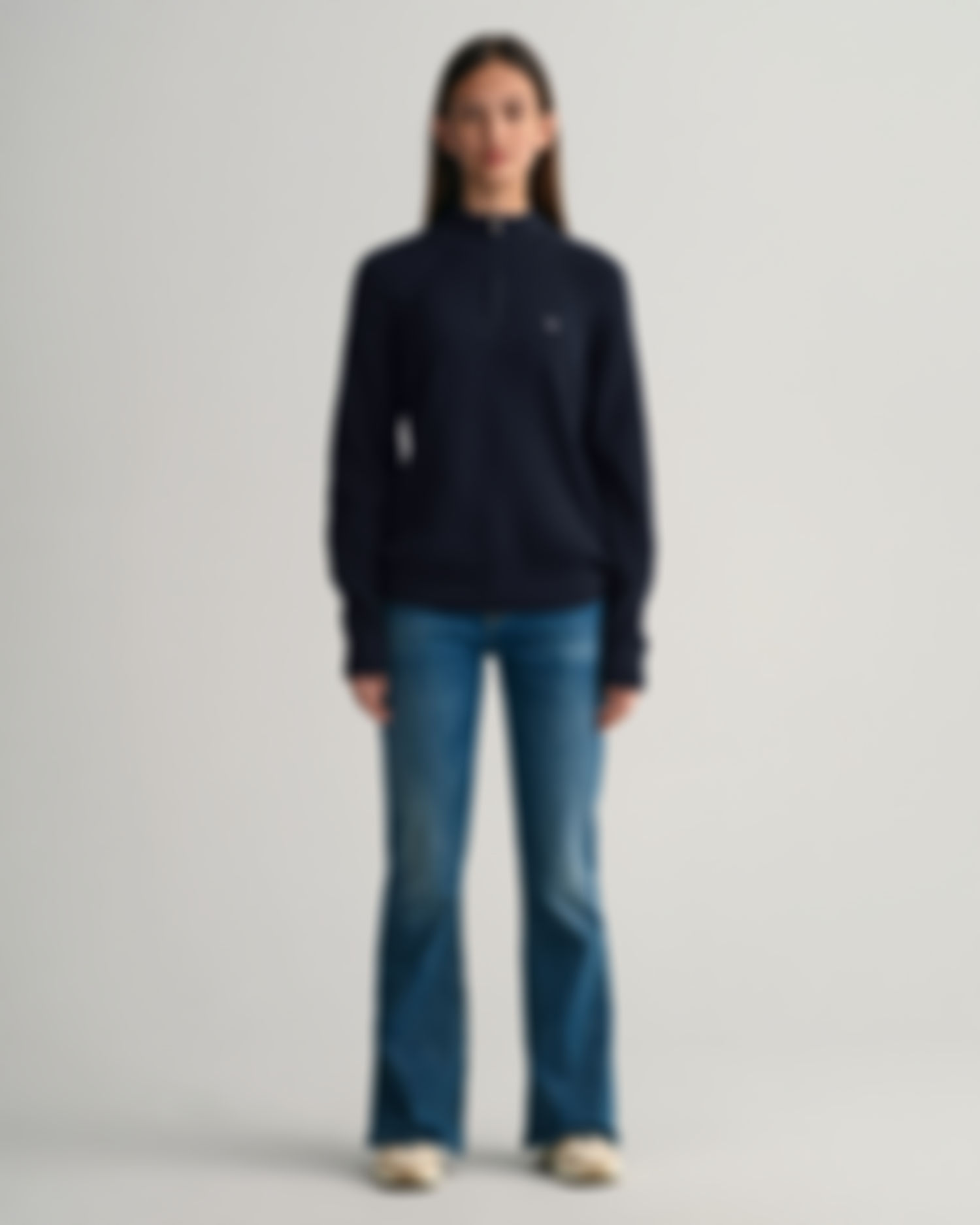 Teens Casual Cotton Ribbed Half-Zip Sweater