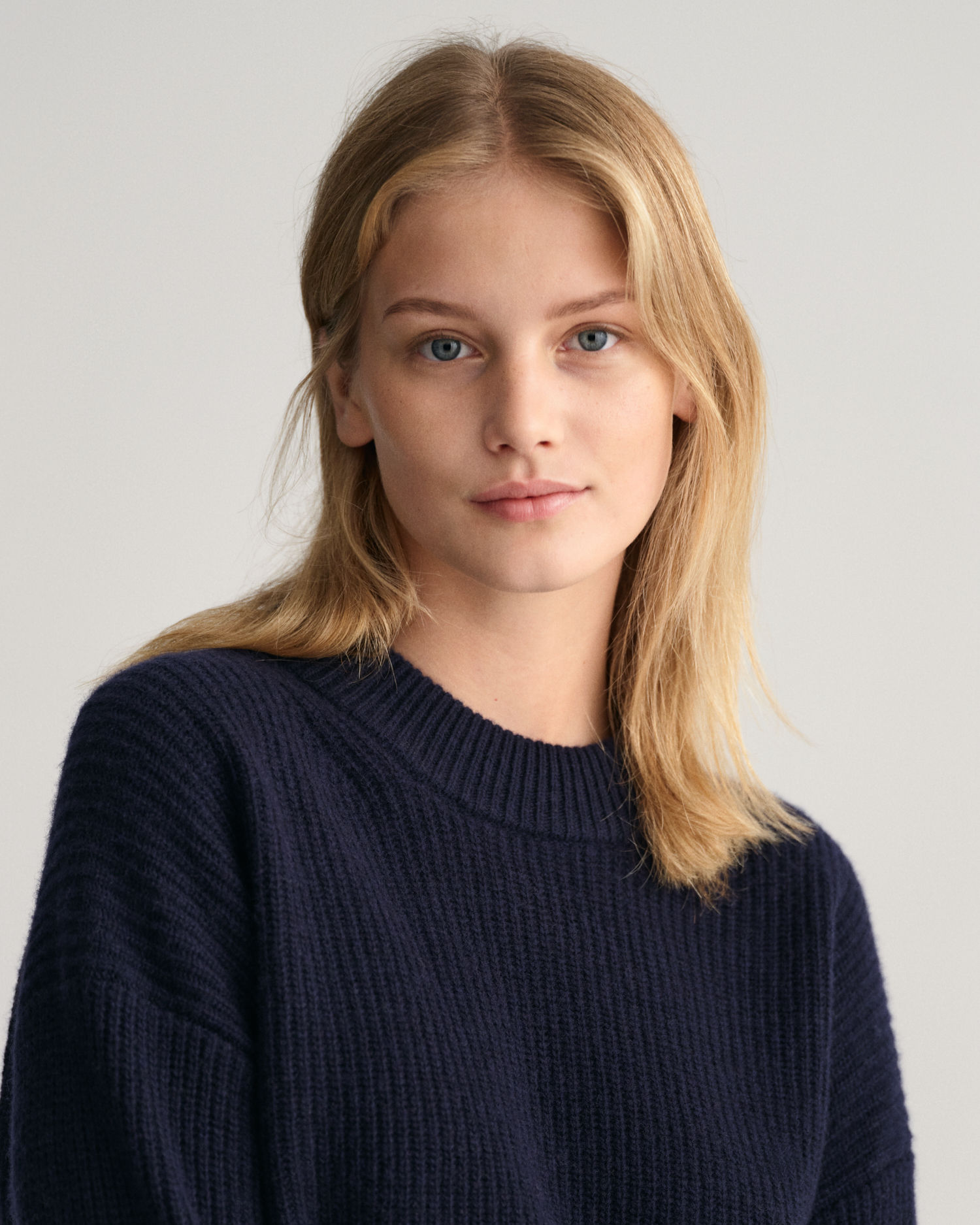 Wool Ribbed Crew Neck Sweater