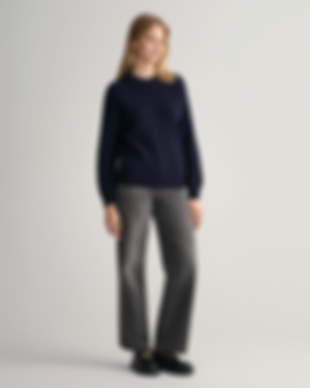 Wool Ribbed Crew Neck Sweater