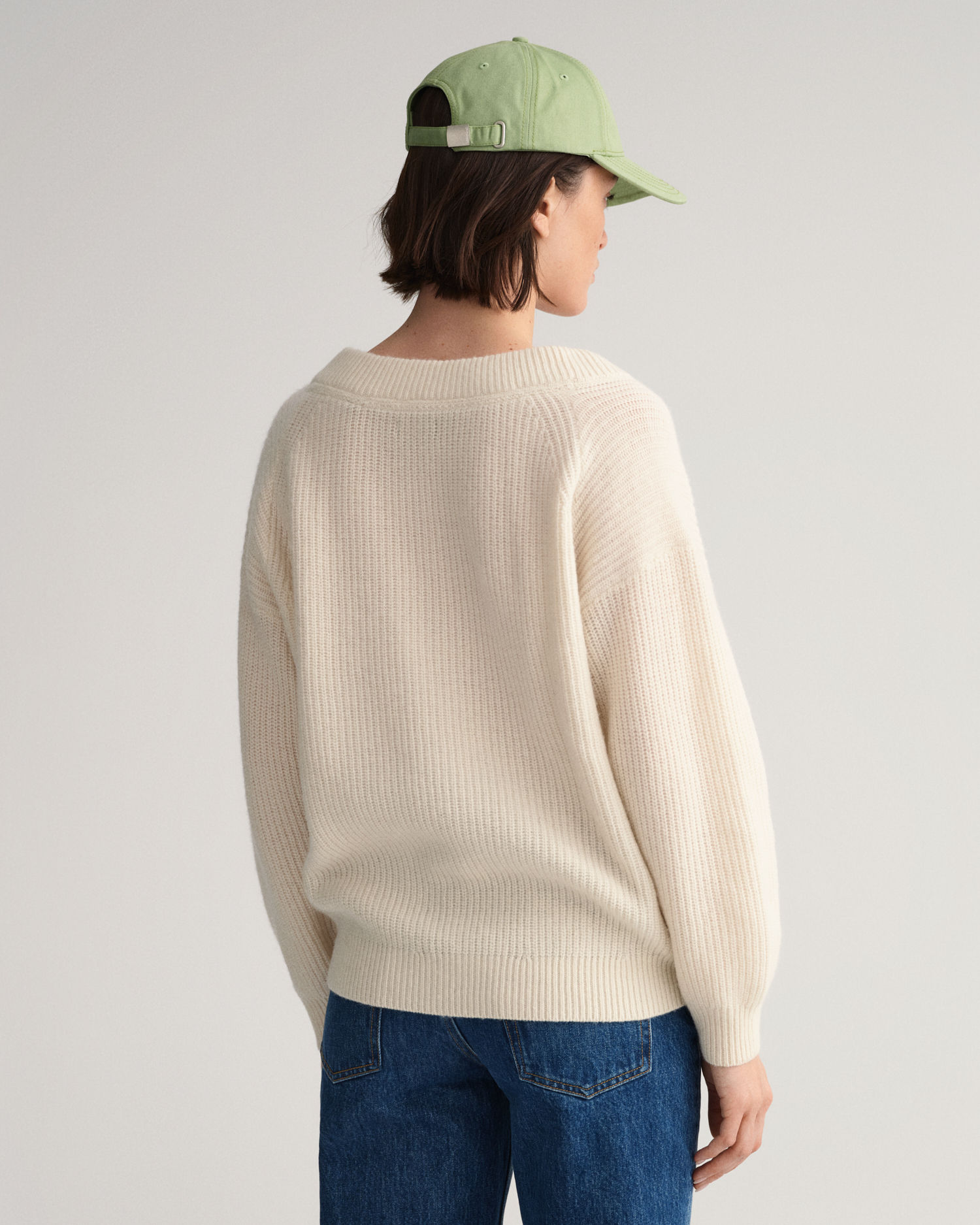 Wool Ribbed V-Neck Sweater