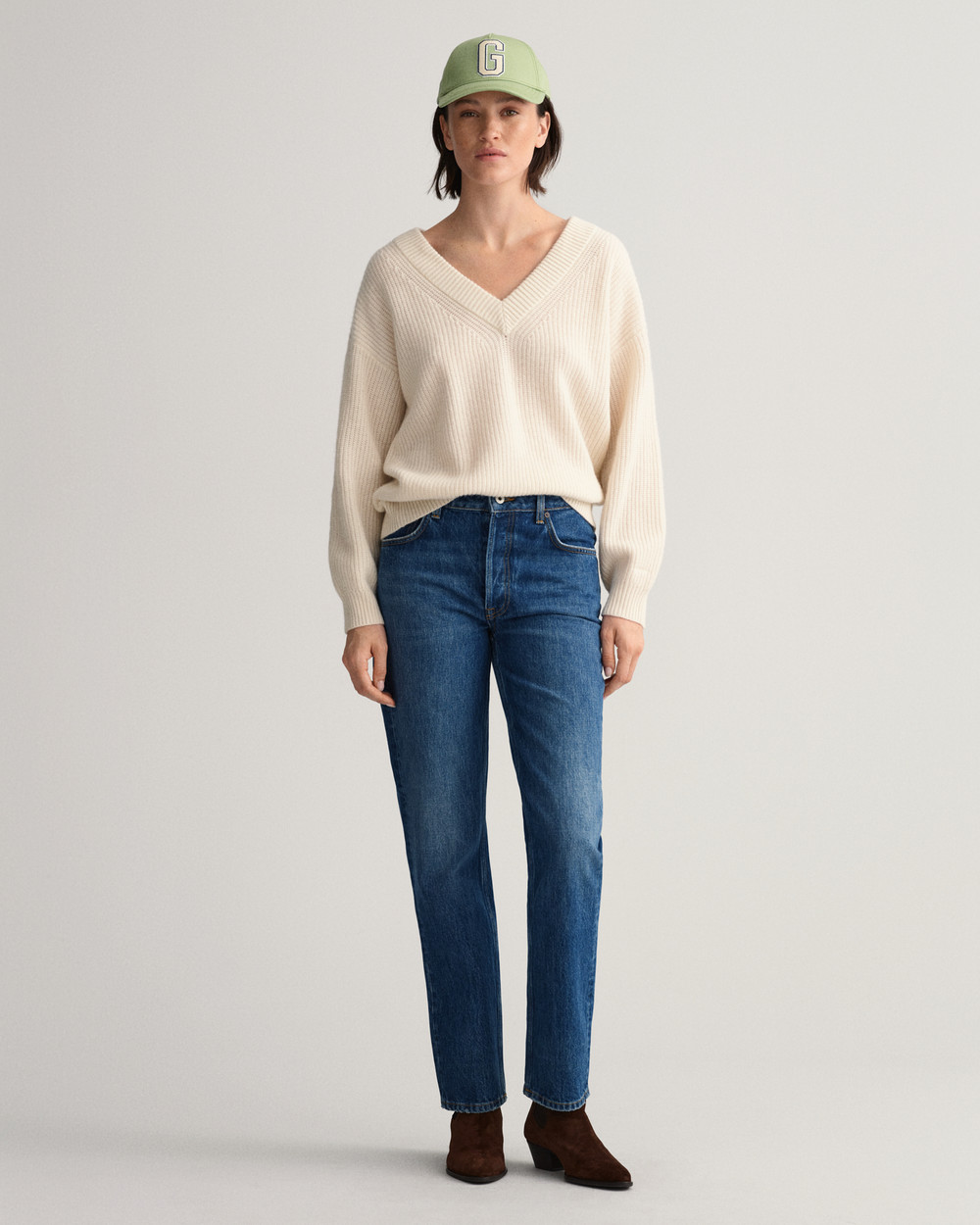 Wool Ribbed V-Neck Sweater