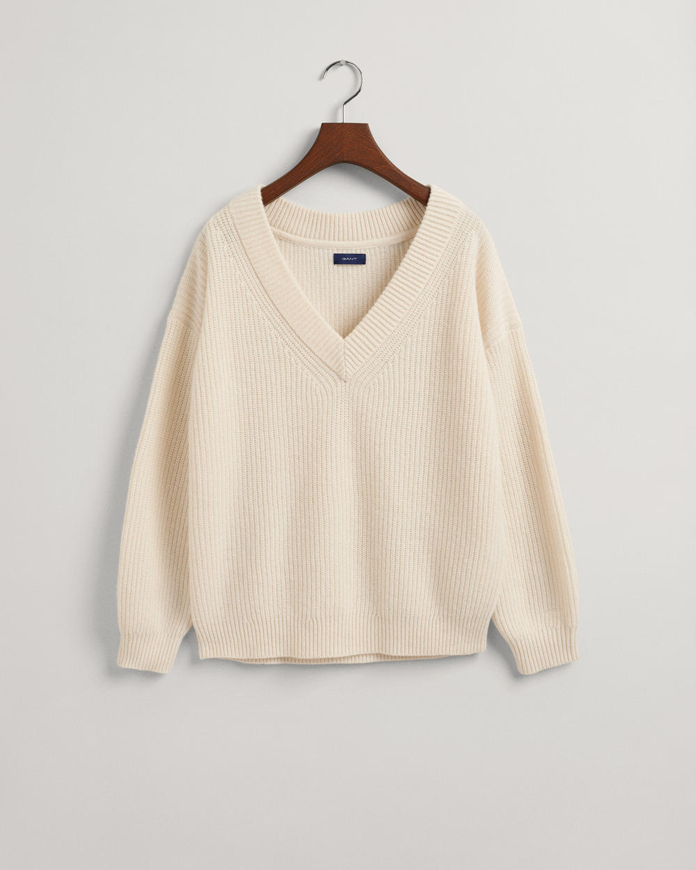 Wool Ribbed V-Neck Sweater