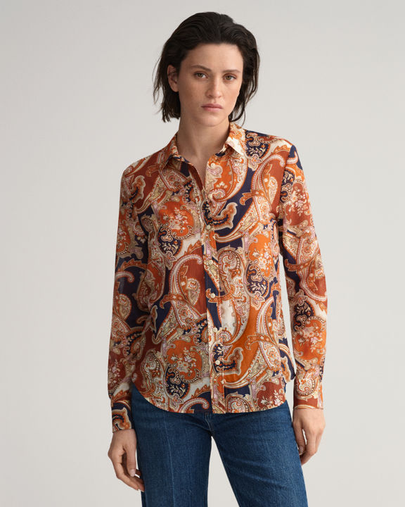 Regular Fit Paisley Cotton Silk Shirt