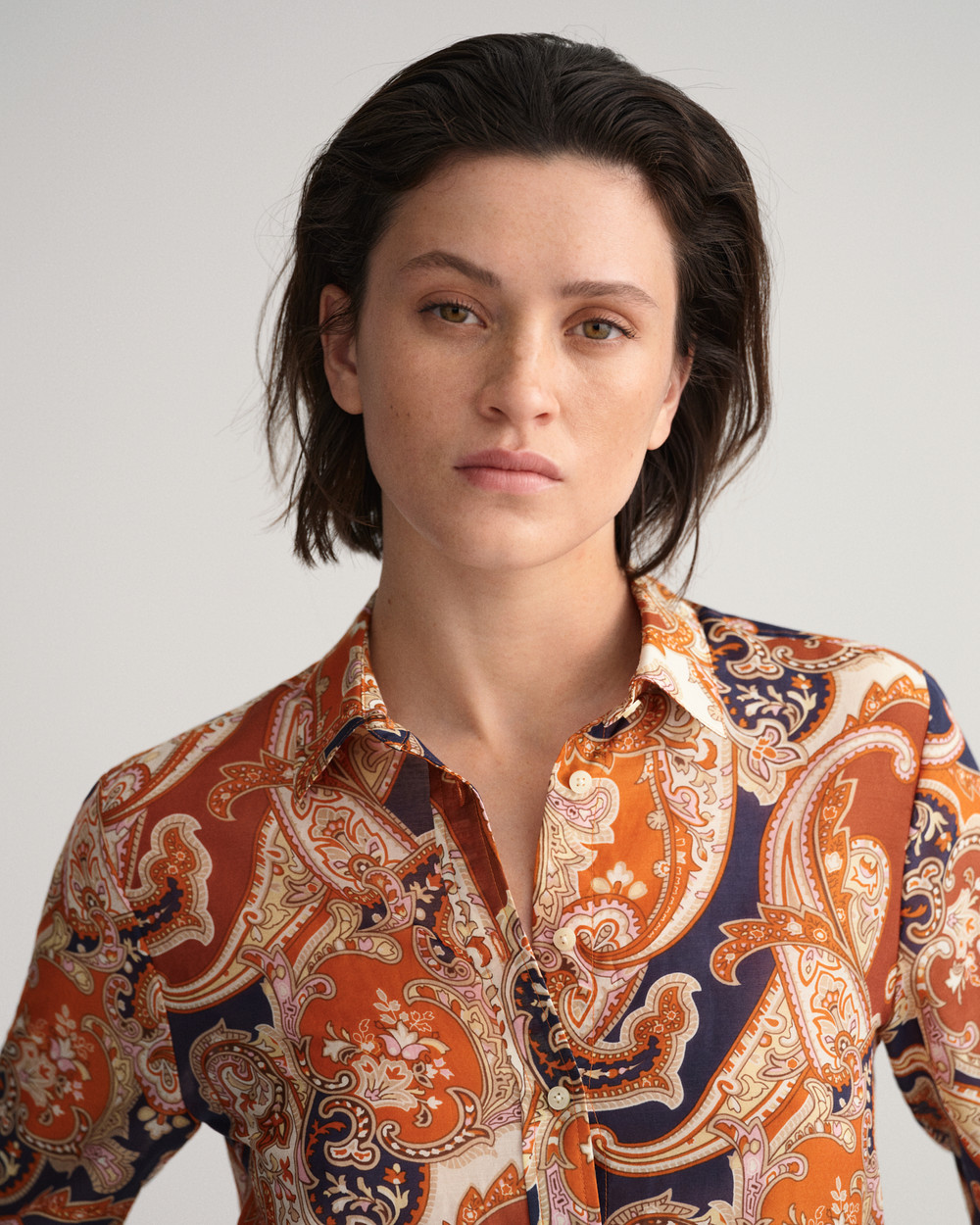 Regular Fit Paisley Cotton Silk Shirt