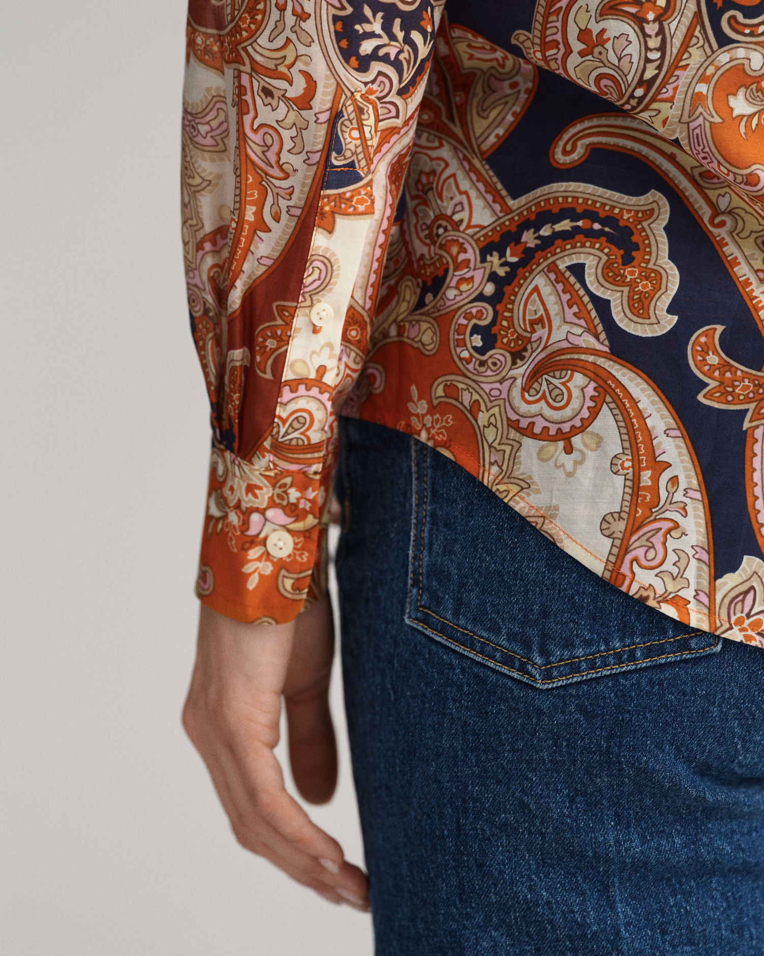 Regular Fit Paisley Cotton Silk Shirt