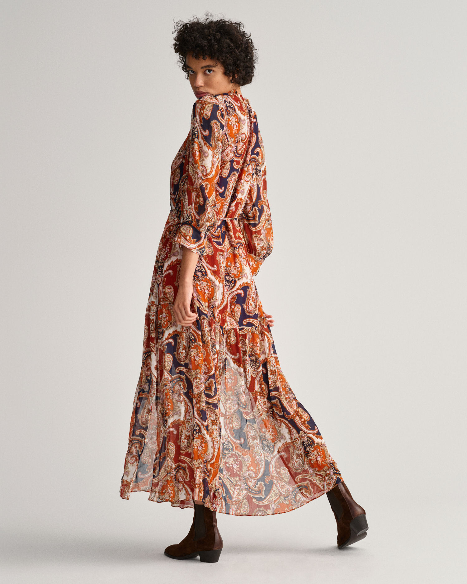 Paisley Flounce Maxi Dress