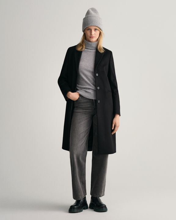 Wool Blend Tailored Coat