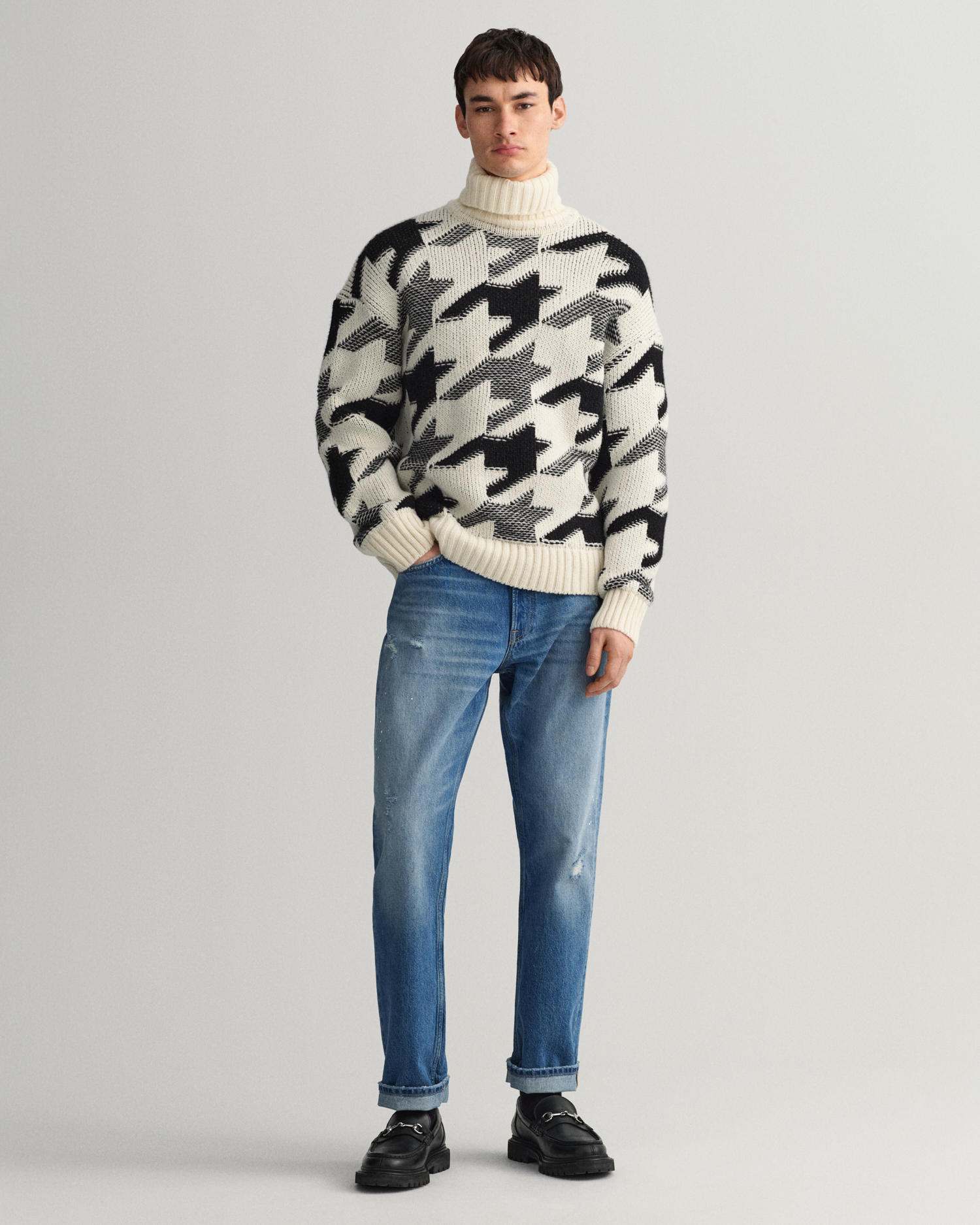 Houndstooth Rollneck Sweater