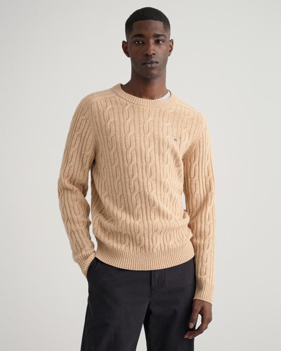 Lambswool Cable Crew Neck Sweater