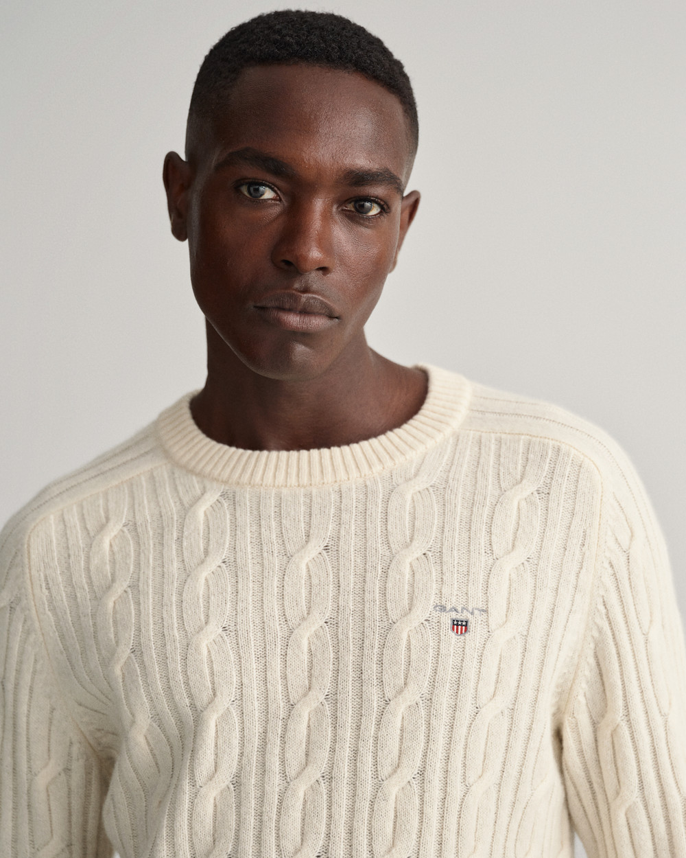 Lambswool Cable Crew Neck Sweater