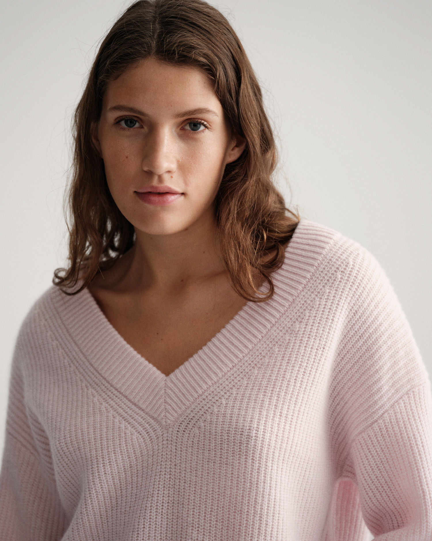 Wool Ribbed V-Neck Sweater