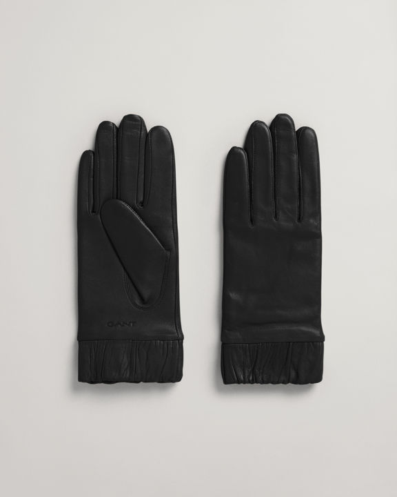 Leather Gathered Cuffs Gloves