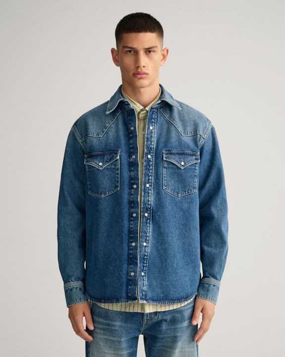 Relaxed Fit Western Denim Shirt