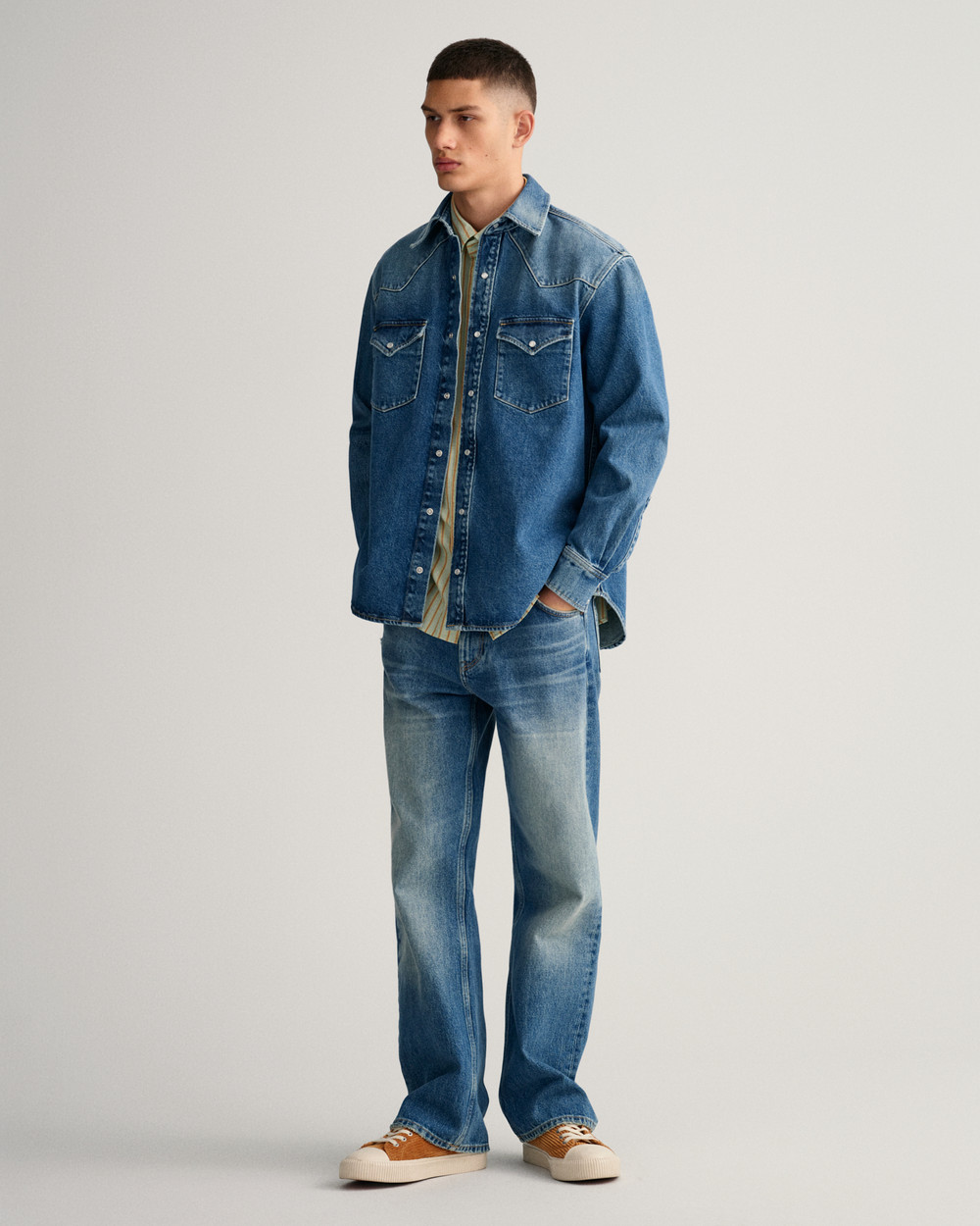 Relaxed Fit Western Denim Shirt