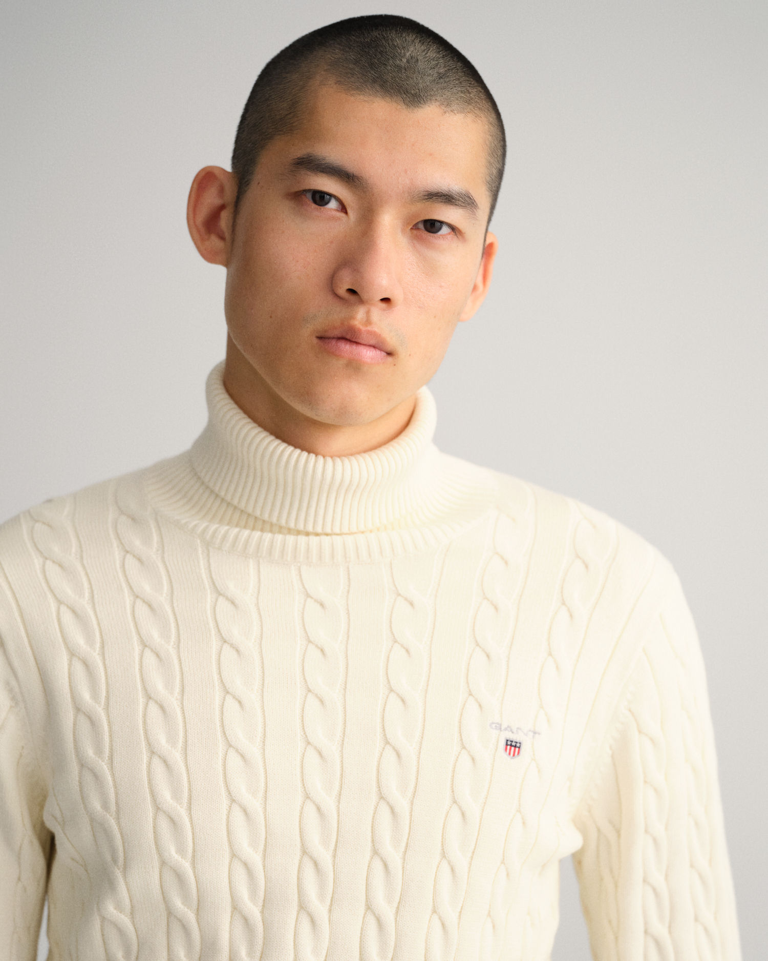 Cotton Cable Turtleneck Sweater