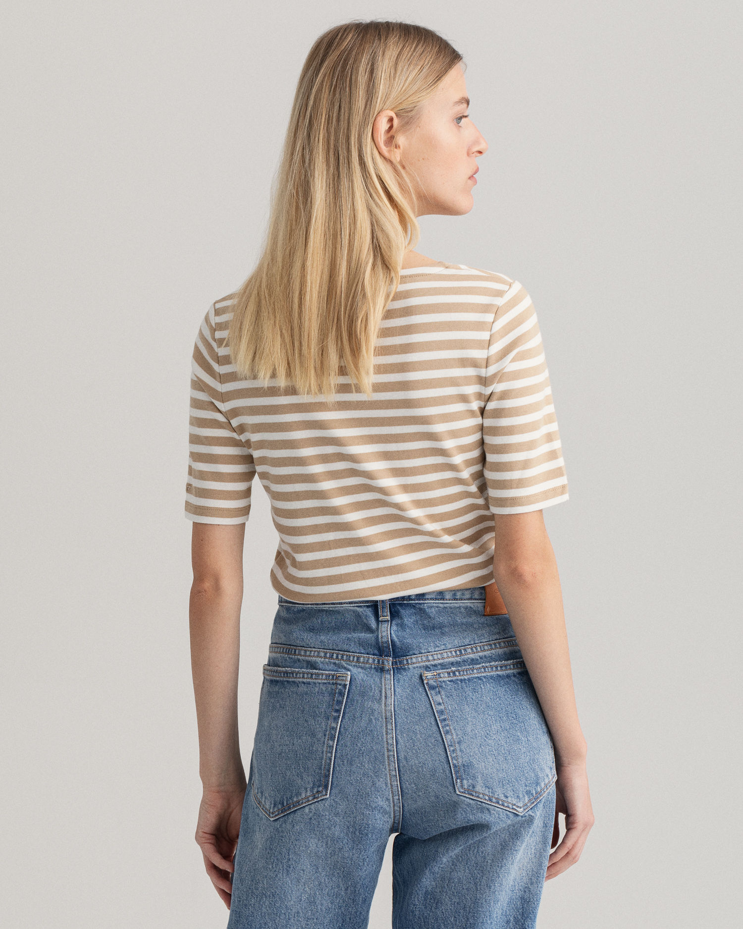 Striped Ribbed Long-Short Sleeve T-Shirt