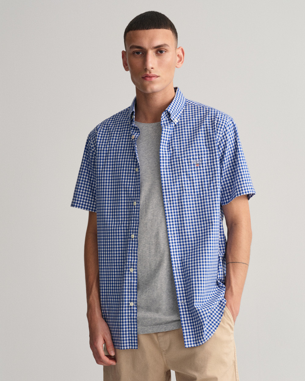 Regular Fit Broadcloth Gingham Short Sleeve Shirt